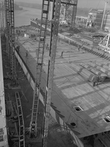 Uitzicht op de dubbele bodems van Nicola, de eerste SD14, bijna voltooid op de Southwick scheepswerf, Sunderland 23 oktober 1967